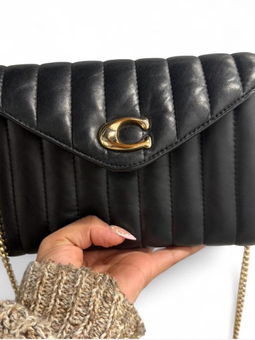 Coach Black Quilted Leather Crossbody with Gold 'C' Hardware